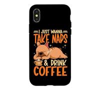 Sleeping Dog Lover I Just Wanna Take Naps And Drink Coffee Case for iPhone X/XS