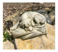 Sleeping Dog Statue | Stone Animal Concrete Garden Ornament Decor