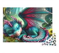 Sleeping Dragon 1000pc Thick Cardboard Jigsaw Puzzle for Stress Relief Seekers Christmas Gathering Home Decor Holiday Pastime Social Icebreaker Present 38x26cm/1000pcs