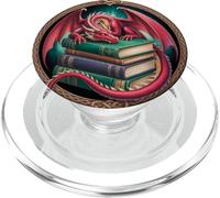 Sleeping Dragon Mythical Book Reader Book Lover Reading Book PopSockets PopGrip for MagSafe