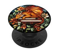 Sleeping Dragon with Books Art PopSockets Adhesive PopGrip