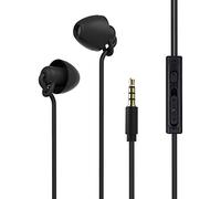 Sleeping Earbud Headphones - Ultra Flexible Silicon Earplugs Noise Cancelling Wired Sleep Earphones with Microphone for Sleeping, Insomnia, Snoring, Air Travel, Relaxation, ASMR (Black)