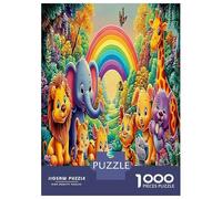 Sleeping Elephant 1000 Piece Animals Under Rainbow Jigsaw Puzzles for Puzzles 1000 Pieces Jigsaw for Adults for Adult Challenging Puzzles for Adults Birthday Gifts 70x50cm/1000pcs
