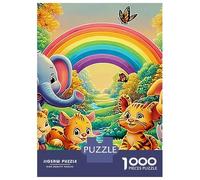 Sleeping Elephant Recycled Cardboard 1000 Piece Lion & Rainbow Puzzle Bundle, Decompression, Personalised Gift, Wall Decor & Indoor Leisure 52x38cm/1000pcs