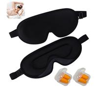 Sleeping Eye Mask, 3D Contoured Sleep Mask with 2Pairs Ear Plug, Blackout Eye Mask for Women & Men, Adjustable Strap, for Travel, Lunch Breaks, Sleeping, Meditation, Black