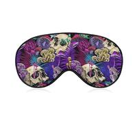 Sleeping Eye Mask for Men Women, Travel Light Blocking Sleep Mask Purple Leaf Trippy Mushroom Eye Skull Blindfold with Adjustable Straps