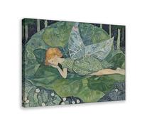 Sleeping Fairy Art Print_ Magical Forest Botanical Canvas Poster Bedroom Decor Landscape Office Room Decor Gift 12x18inch(30x45cm)