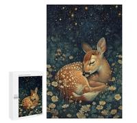 Sleeping Fawn Under Starry Night Sky Adult Puzzle, 1000 PCS, Relaxing Jigsaw Activity, A Creative Way to Unwind after A Busy Day, for Cosy Nights