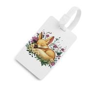 Sleeping Fennec Fox Luggage Tag for Suitcase Cute ID Tags Travel Baggage Identifier Labels White-Style