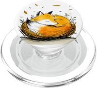 Sleeping Fox Curled Up Autumn Leaves Watercolor PopSockets PopGrip for MagSafe