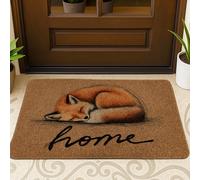 Sleeping Fox Doormat, Warm Tan Entrance Mat for Home & Garden Decor, Soft Coir Non-Slip Dust-catching Outdoor&Indoor Mat, Easy to Clean 29x17 Inch
