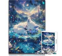 Sleeping Fox in Fantasy Forest Puzzles for Teenagers 1000 Piece Educational Mental Focus Game Heartwarming Special Present Idea Size 38x52cm
