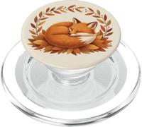 Sleeping Fox Surrounded By Autumn Leaves Circle PopSockets PopGrip for MagSafe