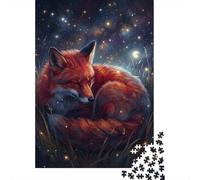 Sleeping Fox Under Starry Night Sky 1000 Piece Jigsaw Puzzle for Adults, 52x38cm/1000pcs, New Year Indoor Activity, Winter Downtime And Winter Weekends