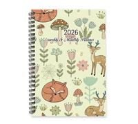 Sleeping Foxes 2026 Diary A5 To Do List Notebook Notebook Daily Journal for Men 2026 Diary for Christian Week To View Monthly Year Planner with Dotted Line Note Page Slim