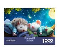 Sleeping Friends Recycled Cardboard 1000 Piece Jigsaw Hedgehog Mouse Puzzles for Kids with Attention-Deficit Issues 52x38cm/1000pcs