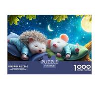 Sleeping Friends Recycled Cardboard 1000 Piece Jigsaw Puzzle for Hedgehog Mouse Families Challenging Puzzle Games 38x26cm/1000pcs