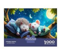 Sleeping Friends Thick Cardboard Hedgehog Mouse Jigsaw Puzzle Bundle Family Puzzle Lovers Stress Relief Brain Training Puzzle for Enthusiasts 70x50cm/1000pcs