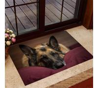 Sleeping German Shepherd Dog Portrait Decorative Entry Doormat (16x24in (40x60cm))