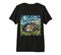 Sleeping German Shepherd Starry Night Dog Artwork Premium T-Shirt