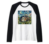 Sleeping German Shepherd Starry Night Dog Artwork Raglan Baseball Tee