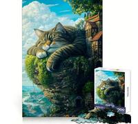 Sleeping Giant Cat Jigsaw Puzzle 1000 Piece for Teenagers Recall Upgrade Relax Mind Clear Cut Fine Art Piece 38x52cm