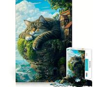 Sleeping Giant Cat Jigsaw Puzzle for Teenagers 1000 Pieces Brain Skill Home Activity Exact Edge Festive Gift 38x26cm