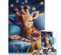 Sleeping Giraffe 1000 Piece Jigsaw Puzzles for Teenagers,Family Game Stress Reliever Difficult Challenge Artists Collection,Fine Art (38x26cm)