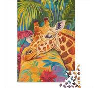 Sleeping Giraffe in Tropical Paradise 1000-Piece Puzzle for Adults, 52x38cm/1000pcs; A Screen-free Activity for Quiet Evenings; Smooth White Cardboard Pieces