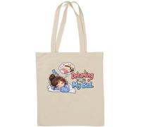 Sleeping Girl Dreaming of Cozy Bed Natural Cotton Tote Bag White