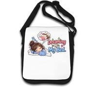 Sleeping Girl Dreaming of Cozy Bed Shoulder Bag White
