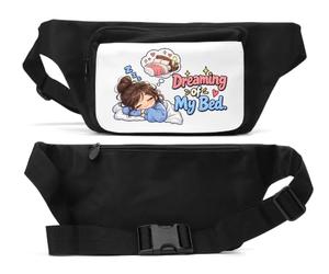 Sleeping Girl Dreaming of Cozy Bed Unisex Waist Bag Black