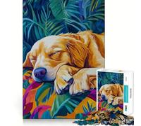 Sleeping Golden Retriever 1000 Piece Jigsaw Puzzles for Teenagers Jigsaw Solid Logic Toy Calm Fun Precision Cut Santa Wish Item 50x75cm
