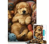 Sleeping Golden Retriever Puppy 1000 Piece Jigsaw Puzzles for Adults Pure Logic Toy Soothing Fun Sharp Cut Amazing Present 38x52cm