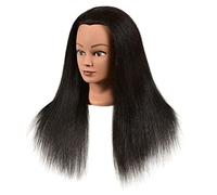 Sleeping Hair Cap Mannequin Head 16" Long Synthetic Fiber Hair Styling Training Head Manikin Cosmetology Doll Head Hair With Clamp Holder Love Story Lace Front (Black #5, One Size)