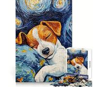 Sleeping Jack Russel Terrier Starry Night 1000 Piece Jigsaw Puzzles for Adults Sharp Logic Toy Home Leisure Tight Cut Heartfelt Gift 38x52cm