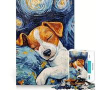 Sleeping Jack Russel Terrier Starry Night 1000 Piece Jigsaw Puzzles for Teenagers Cognitive Toy Slow Enjoy Premium Edge Santa Wish Pick 50x75cm