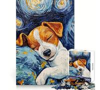 Sleeping Jack Russel Terrier Starry Night 1000 Piece Jigsaw Puzzles for Teenagers Cognitive Toy Slow Enjoy Premium Edge Santa Wish Pick 50x75cm