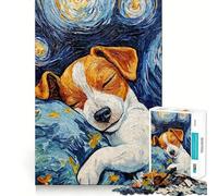 Sleeping Jack Russel Terrier Starry Night Jigsaw Puzzles for Teenagers 1000 Piece Smart Toy Leisure Time Accurate Cut Seasonal Gift 38x26cm