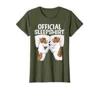 Sleeping Jack Russell Terrier Pyjamas Official Sleep T-Shirt, Women, Olive Green, Medium
