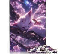 Sleeping Kitsune in Cherry Blossoms Puzzle Family Fun Paper Rectangular Jigsaw Puzzle for Kids And Adults Age 12 Years Up Birthday Present 1000pcs (75x50cm)