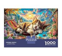 Sleeping Kitten 1000 Pc Cat Flowers Eco-Friendly Paper Premium Jigsaw Puzzle for Adults Educational Decompression Game Wall Decor And Gifts 70x50cm/1000pcs