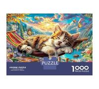Sleeping Kitten 1000 Pc Thick Cardboard Cat Puzzle Seniors Concentration Mindfulness Meditation Gift for Senior Puzzle Fans 70x50cm/1000pcs