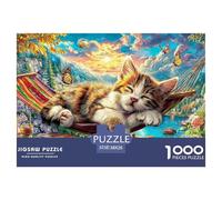 Sleeping Kitten 1000-Piece Jigsaws Puzzles for Adults Fox Squirrel Challenging & Brainteasing Classic Educational Games 38x26cm/1000pcs