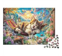 Sleeping Kitten Colourful Cat in Flower Meadow 1000 Pcs Adult Jigsaws Beautiful Decoration Puzzle Brain Development 52x38cm/1000pcs