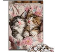 Sleeping Kitten Jigsaw Puzzles for Teenagers 1000 Piece, Help The Brain Exercise Addictive Toys to Cultivate Patience Perfect Decoration (size 50x75cm)