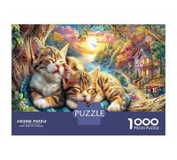 Sleeping Kittens 1000 Pc Recycled Cardboard Jigsaw Sleeping Tabby Kittens Impossible Hard Difficult Challenging Decompression Wall Decor Relax Gift 70x50cm/1000pcs
