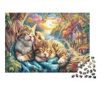 Sleeping Kittens Jigsaw Puzzle 1000 Pieces Recycled Paper Cute Cats Puzzles for Elderly Educational Game Decompression Relieve Senile Dementia Gift 52x38cm/1000pcs