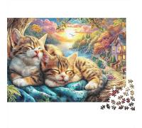 Sleeping Kittens Jigsaw Puzzle For Everyone - 500 Piece Cartoon Style Home Décor, Relaxing Brain Teaser & Premium Quality (500pcs (52x38cm))