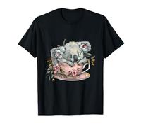 Sleeping Koala Bear Floral Cup Sleeping Animal Koala Lover T-Shirt